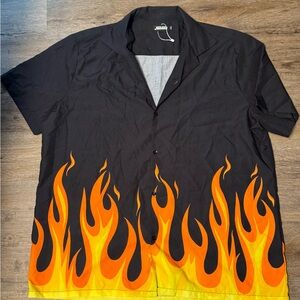 Black and Orange Flame Men's Shirt